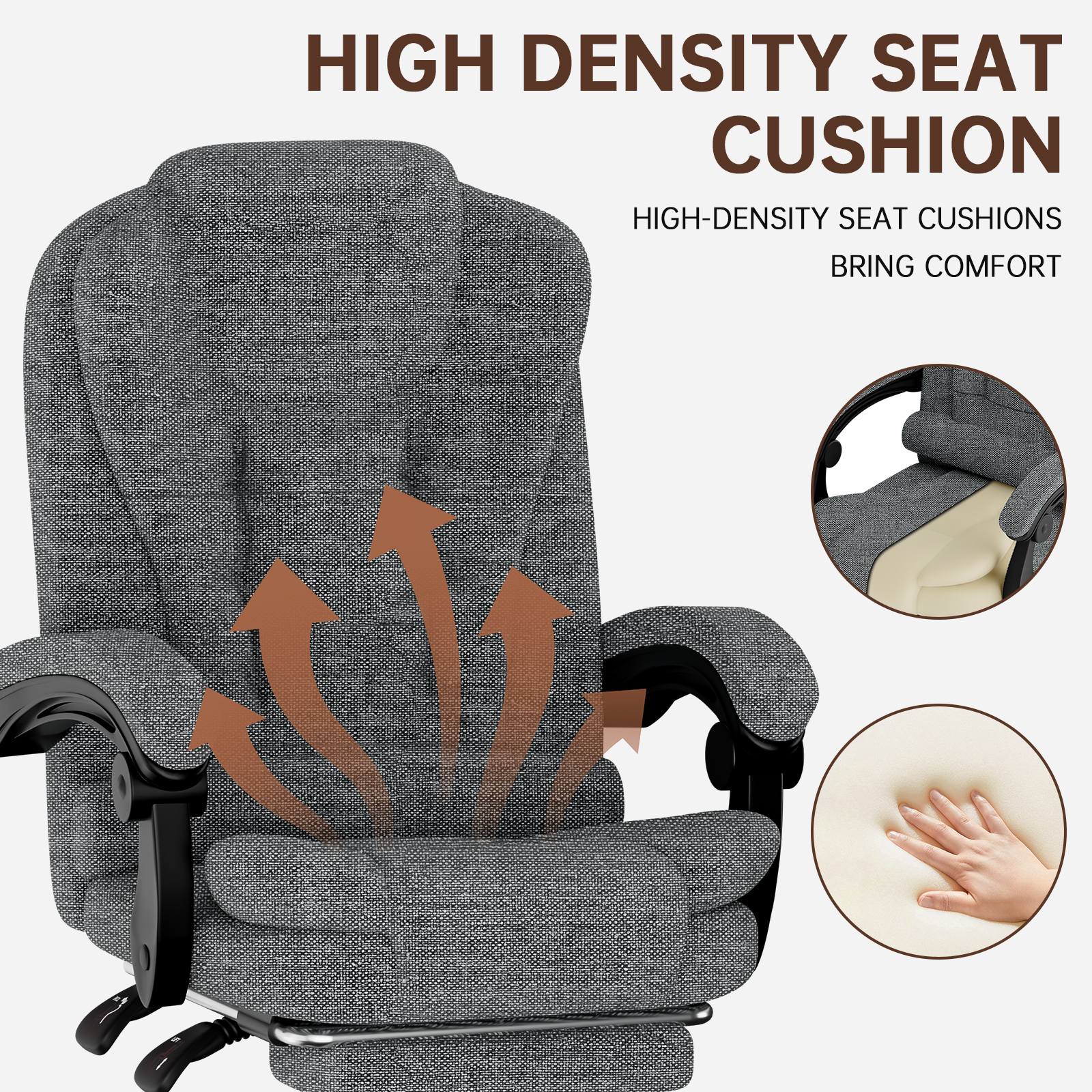 Ergonomisk Kontorsstol med Hög Rygg och PU-läder, Datorbordsstol med Lutningsfunktion för Hemmakontor