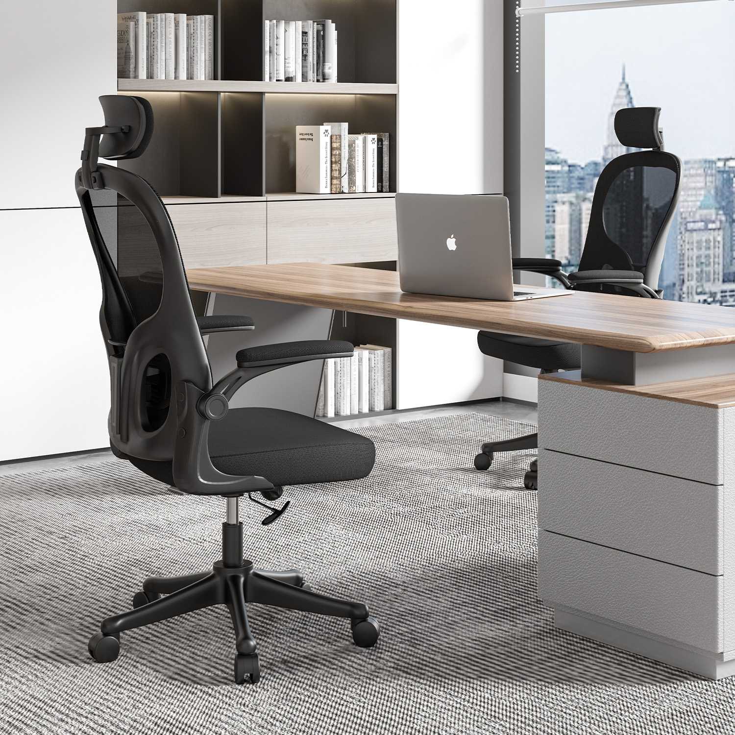 Kontorsstol Ergonomisk Skrivbordsstol, Vridbar Datorstol med Vadderad Sittdyna för Hem/Kontor, Maxbelastning 150kg