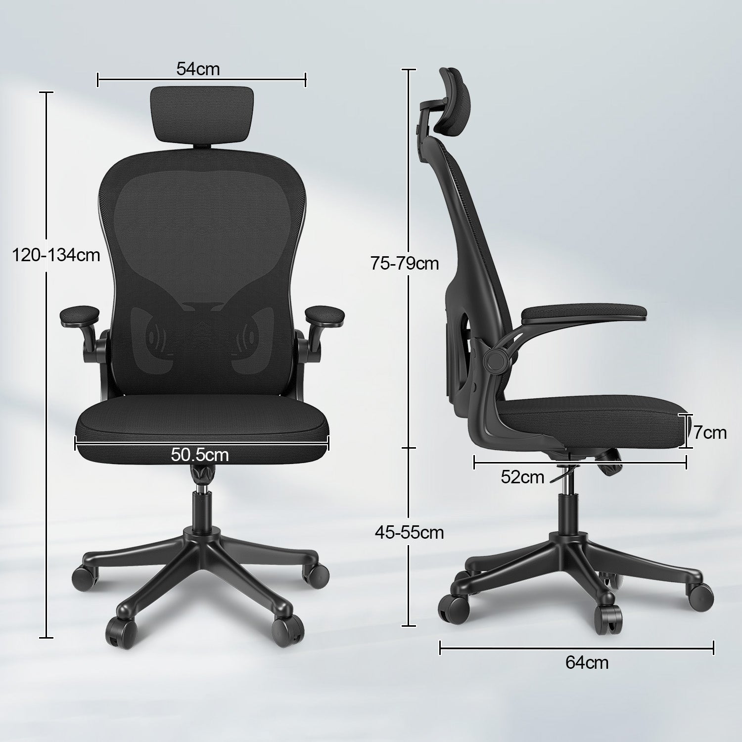 Kontorsstol Ergonomisk Skrivbordsstol, Vridbar Datorstol med Vadderad Sittdyna för Hem/Kontor, Maxbelastning 150kg