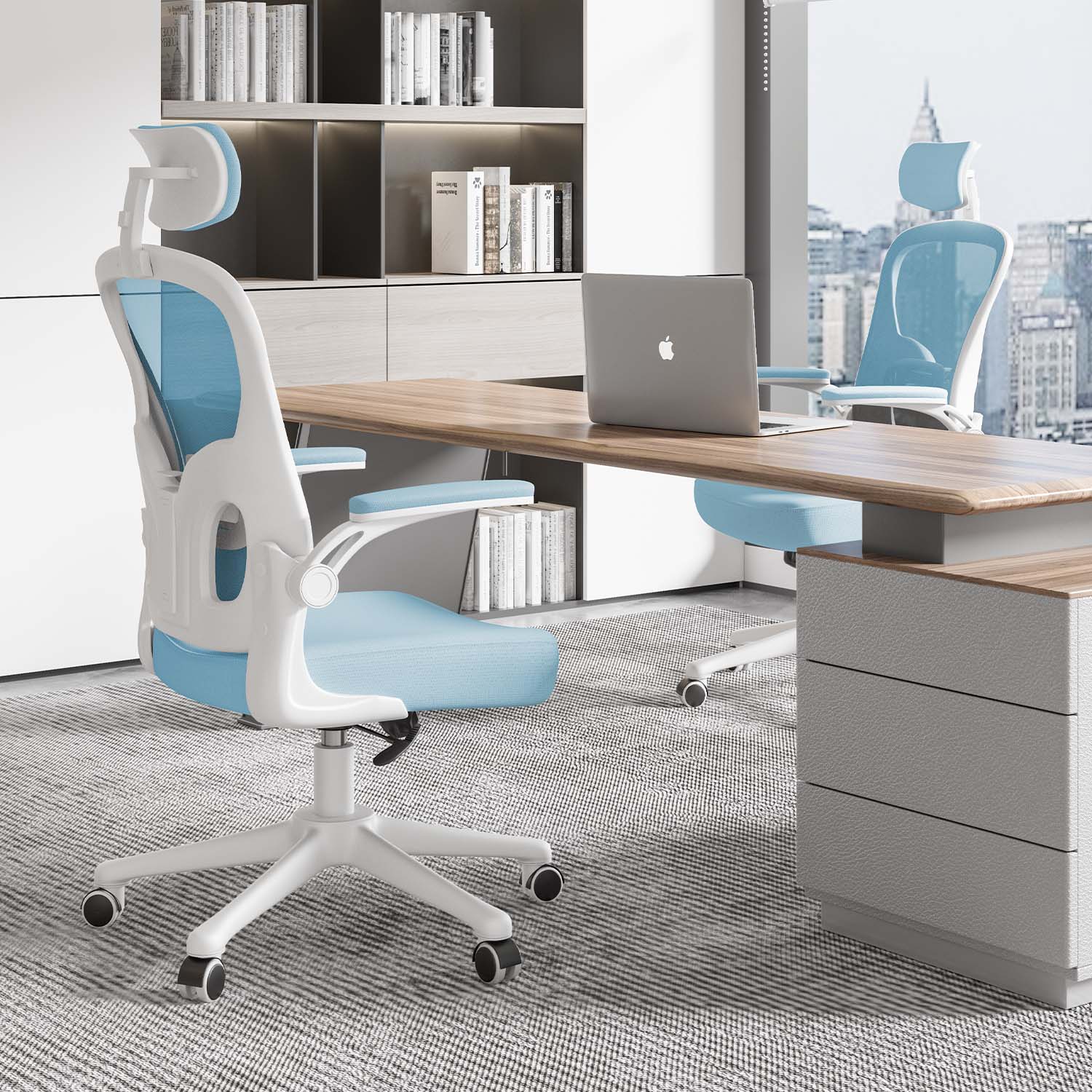 Kontorsstol Ergonomisk Skrivbordsstol, Vridbar Datorstol med Vadderad Sittdyna för Hem/Kontor, Maxbelastning 150kg