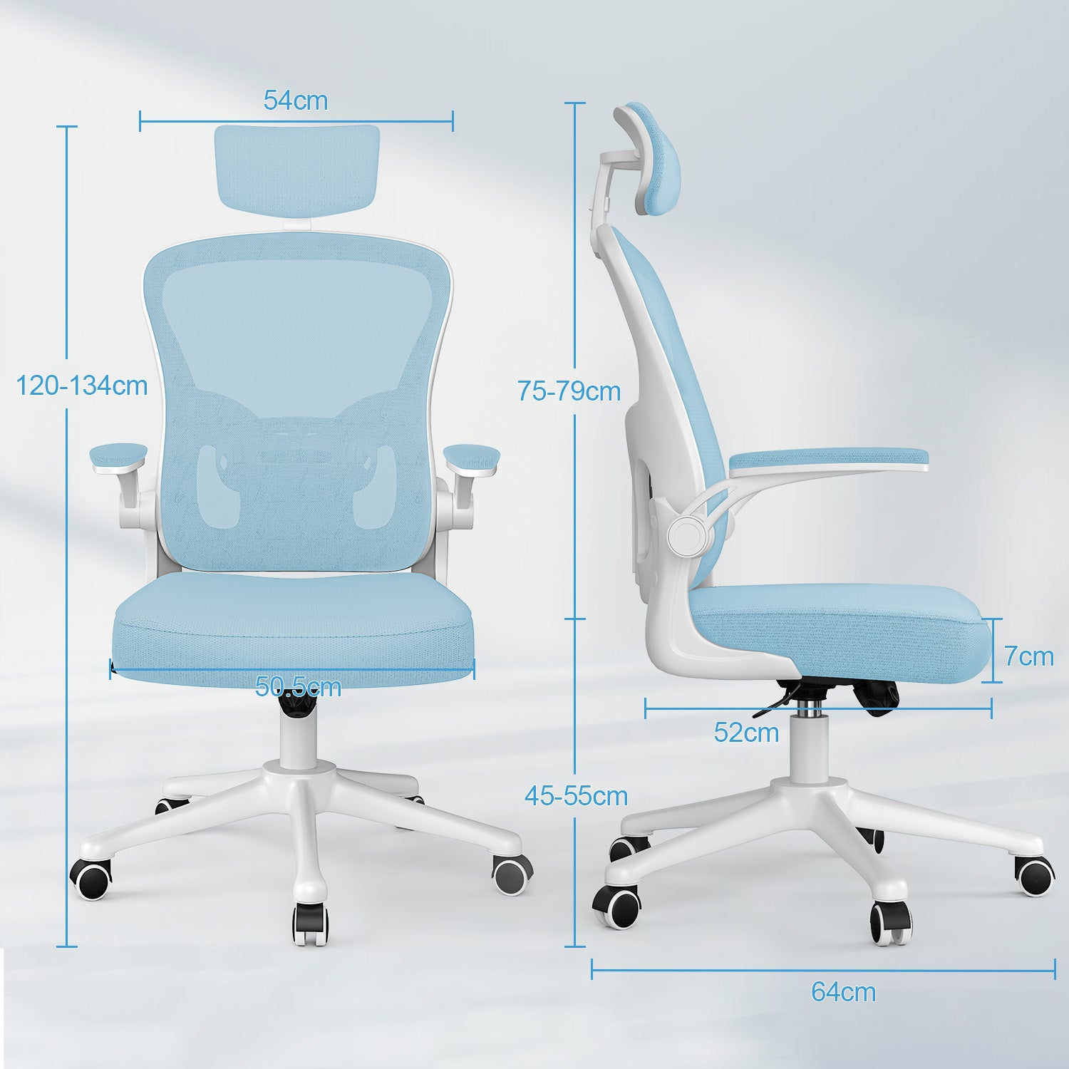 Kontorsstol Ergonomisk Skrivbordsstol, Vridbar Datorstol med Vadderad Sittdyna för Hem/Kontor, Maxbelastning 150kg