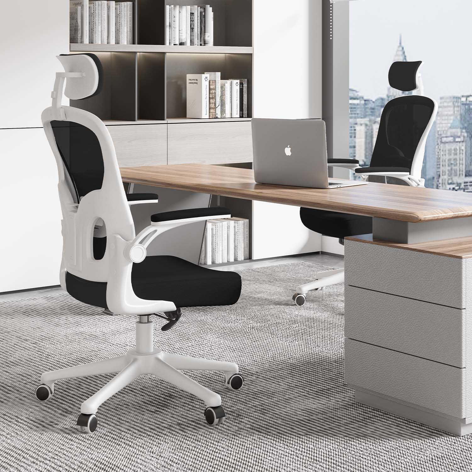 Kontorsstol Ergonomisk Skrivbordsstol, Vridbar Datorstol med Vadderad Sittdyna för Hem/Kontor, Maxbelastning 150kg