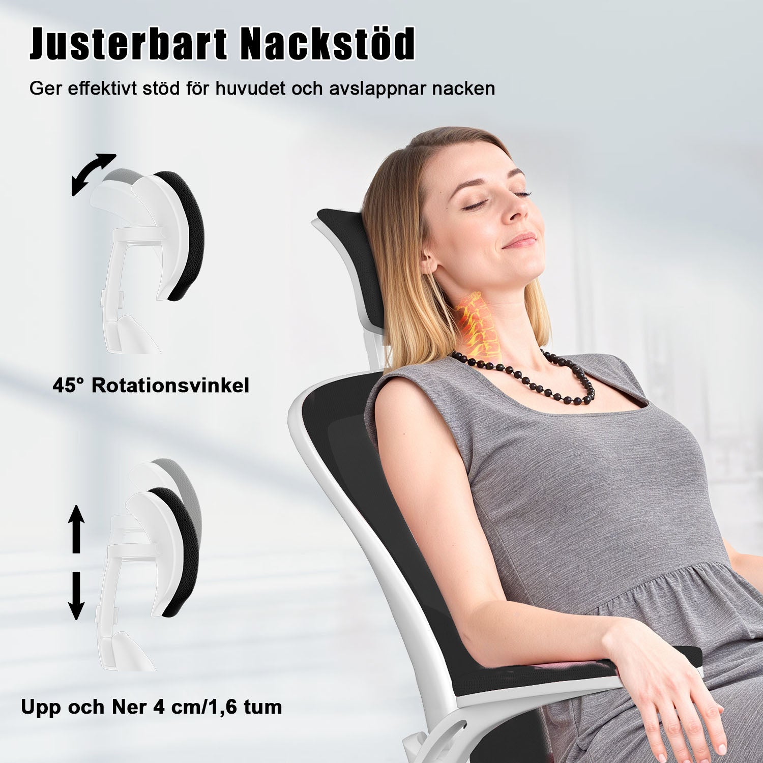 Kontorsstol Ergonomisk Skrivbordsstol, Vridbar Datorstol med Vadderad Sittdyna för Hem/Kontor, Maxbelastning 150kg