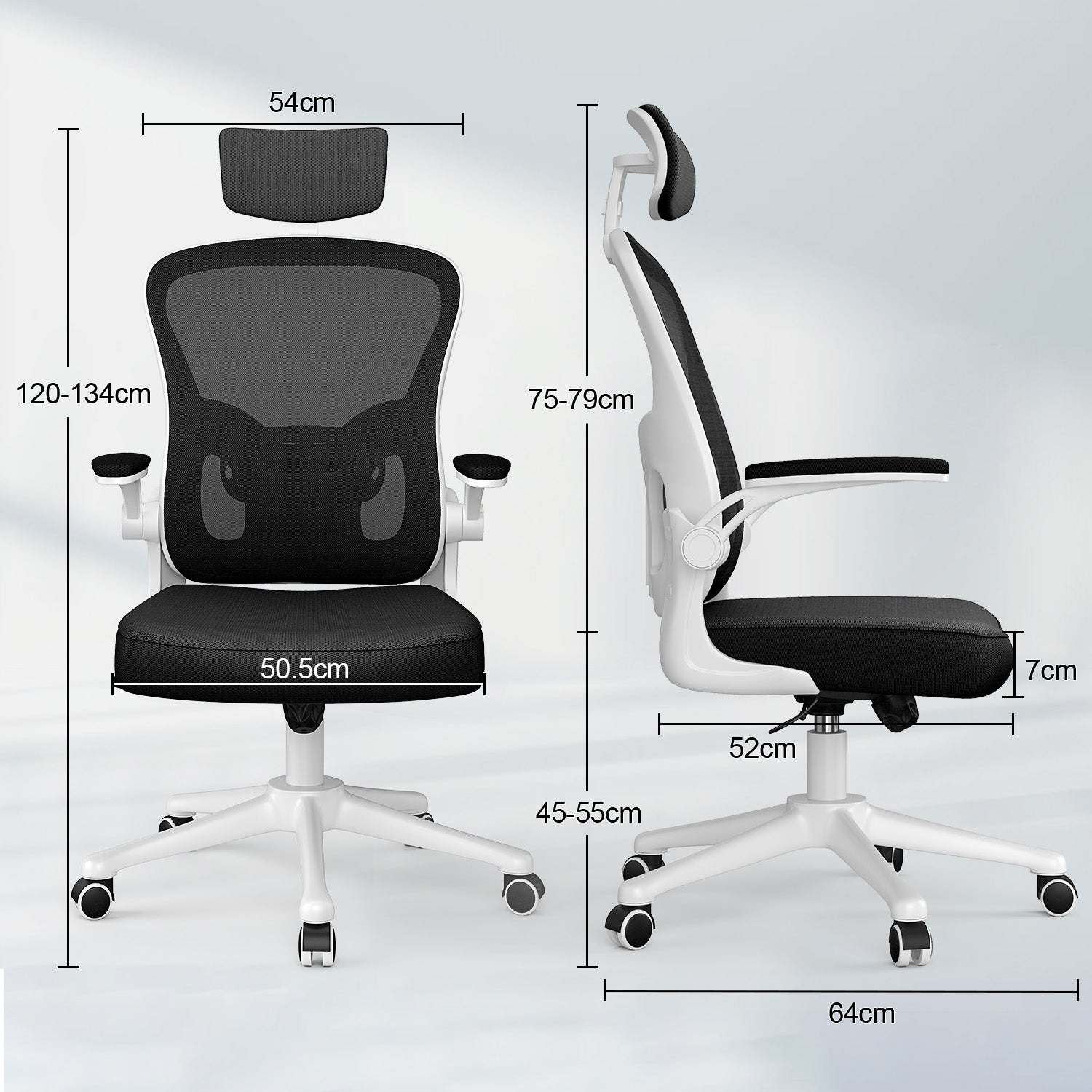 Kontorsstol Ergonomisk Skrivbordsstol, Vridbar Datorstol med Vadderad Sittdyna för Hem/Kontor, Maxbelastning 150kg