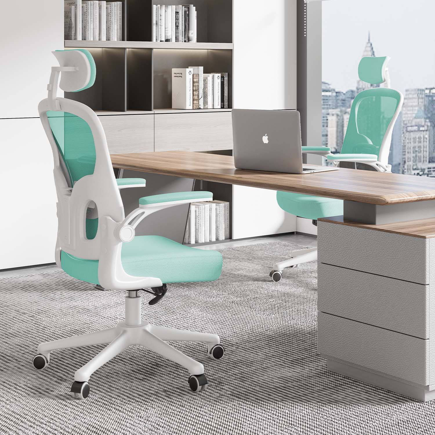 Kontorsstol Ergonomisk Skrivbordsstol, Vridbar Datorstol med Vadderad Sittdyna för Hem/Kontor, Maxbelastning 150kg
