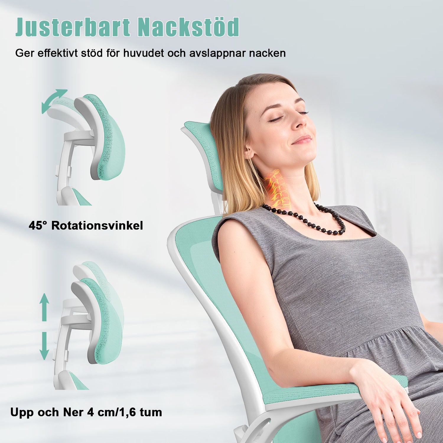 Kontorsstol Ergonomisk Skrivbordsstol, Vridbar Datorstol med Vadderad Sittdyna för Hem/Kontor, Maxbelastning 150kg