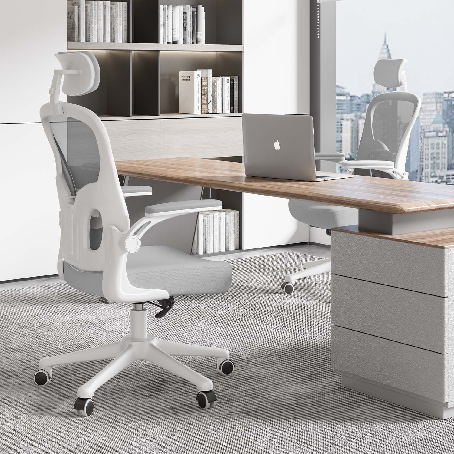 Kontorsstol Ergonomisk Skrivbordsstol, Vridbar Datorstol med Vadderad Sittdyna för Hem/Kontor, Maxbelastning 150kg