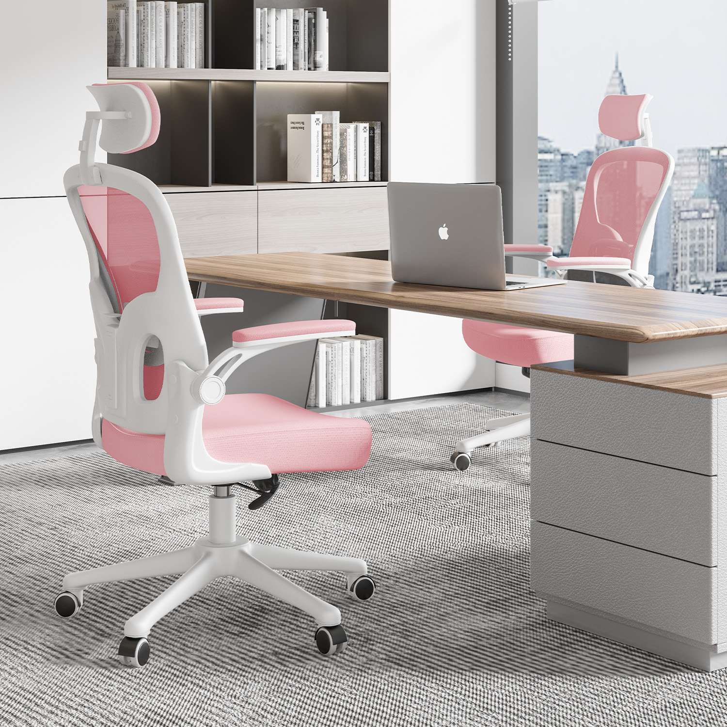 Kontorsstol Ergonomisk Skrivbordsstol, Vridbar Datorstol med Vadderad Sittdyna för Hem/Kontor, Maxbelastning 150kg