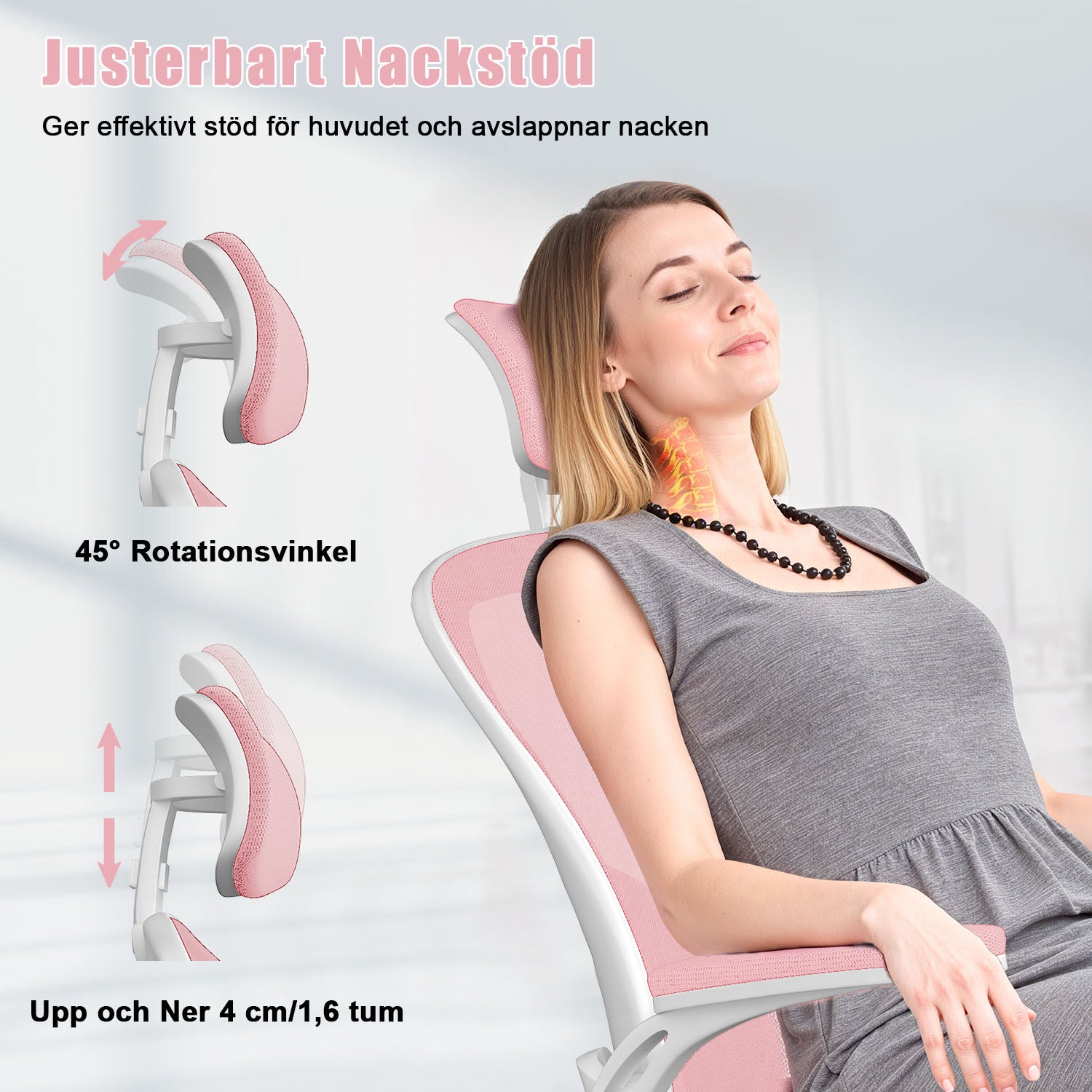 Kontorsstol Ergonomisk Skrivbordsstol, Vridbar Datorstol med Vadderad Sittdyna för Hem/Kontor, Maxbelastning 150kg