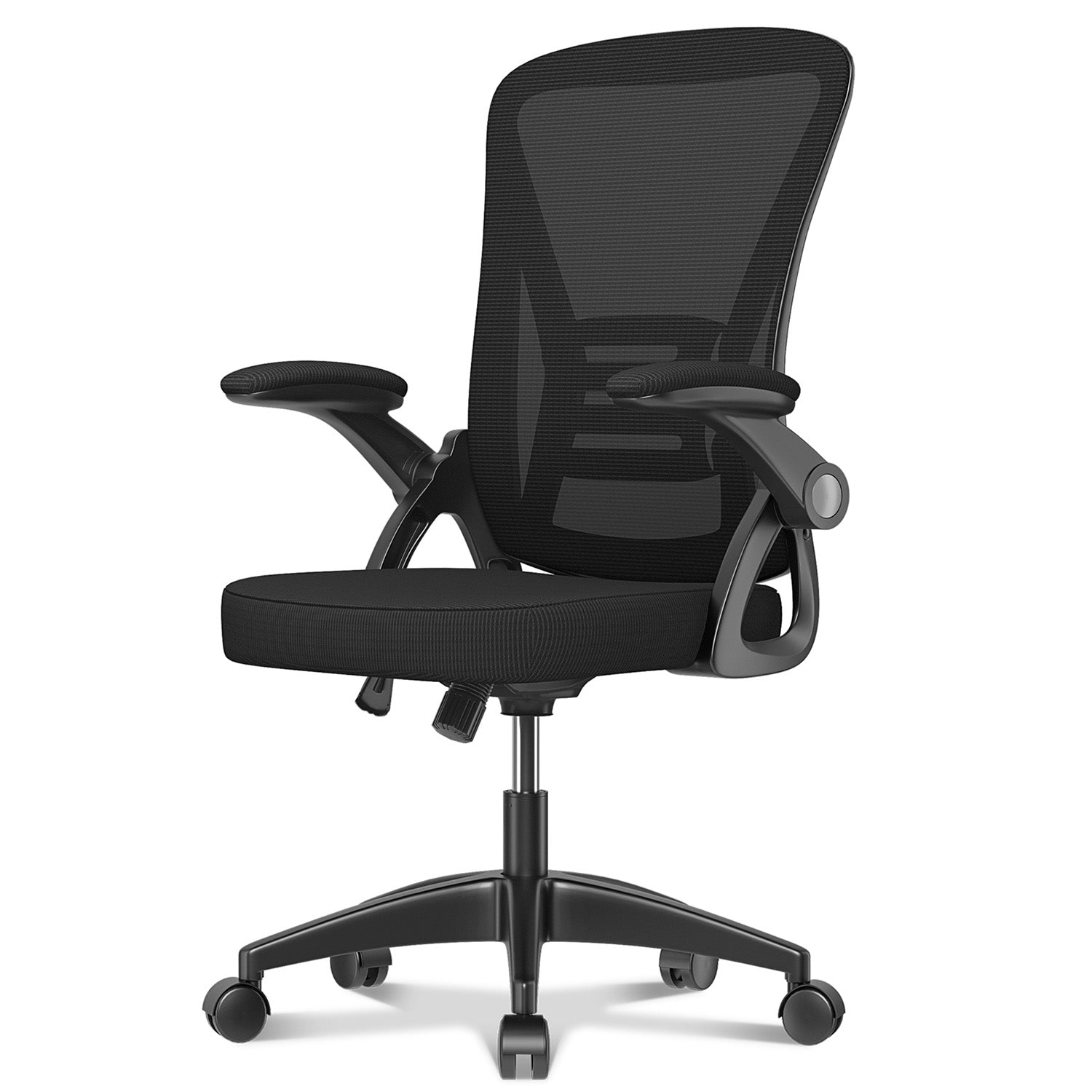 Kontorsstol Ergonomisk Skrivbordsstol med 90° Uppfällbart Armstöd, Höjdjusterbar Kontorsbordsstol