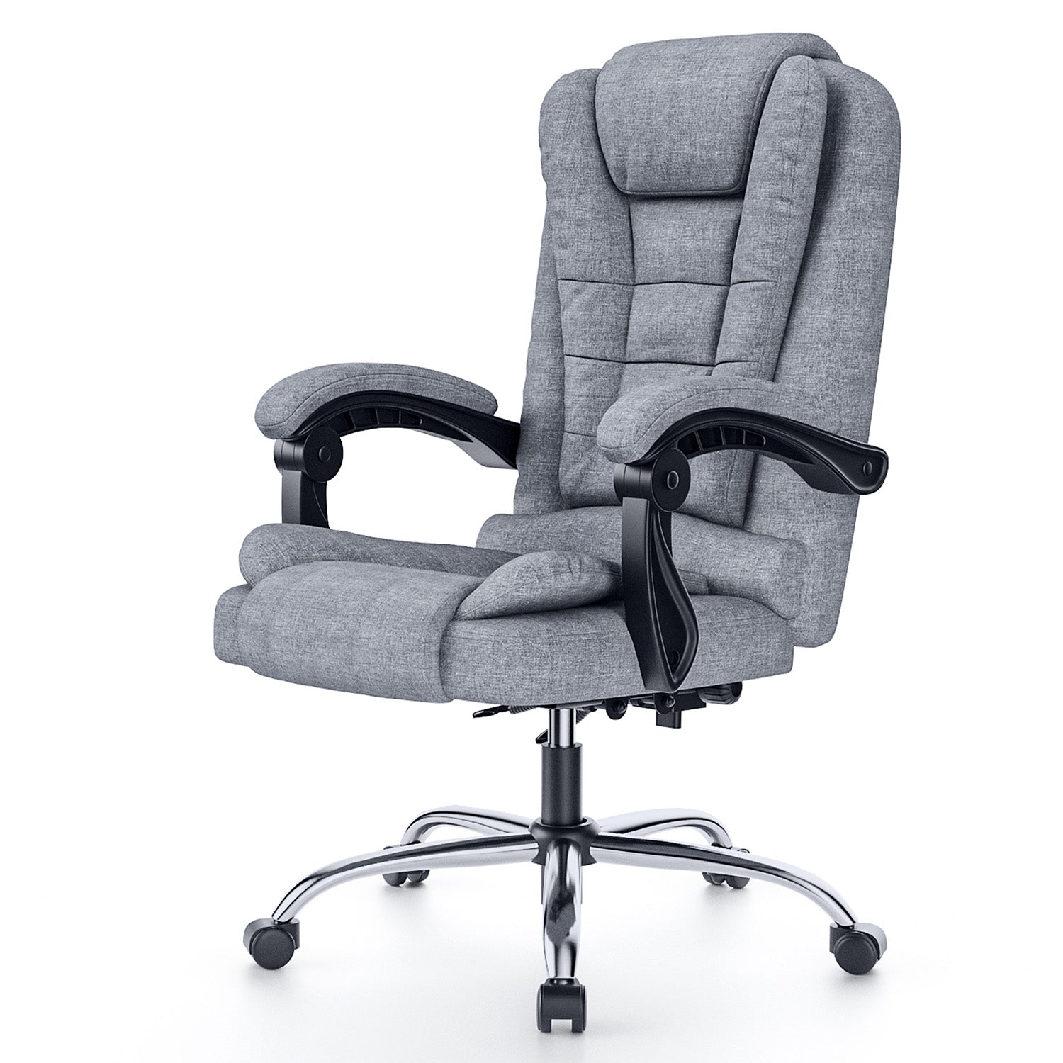 Ergonomisk Kontorsstol med Hög Rygg och PU-läder, Datorbordsstol med Lutningsfunktion för Hemmakontor