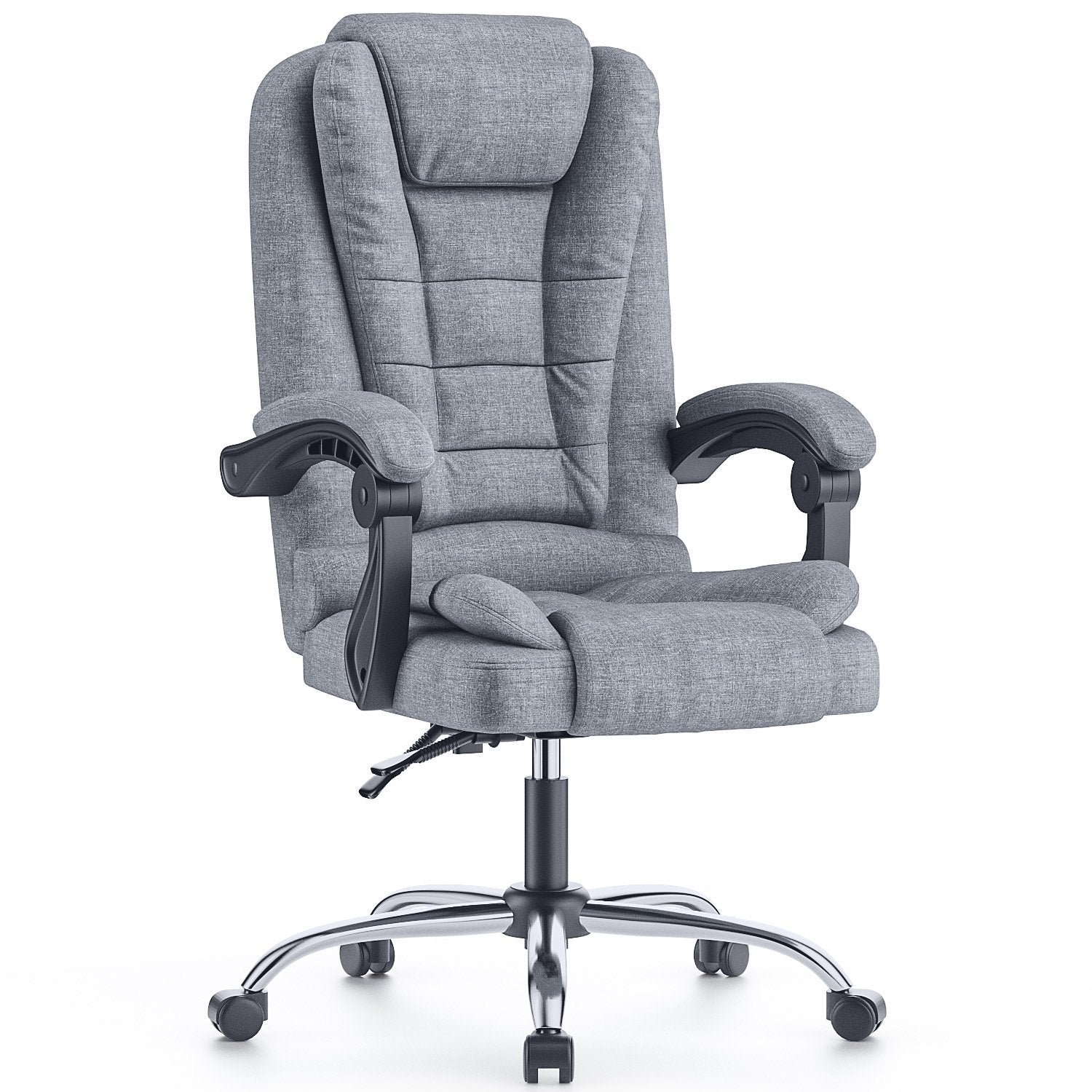 Ergonomisk Kontorsstol med Hög Rygg och PU-läder, Datorbordsstol med Lutningsfunktion för Hemmakontor