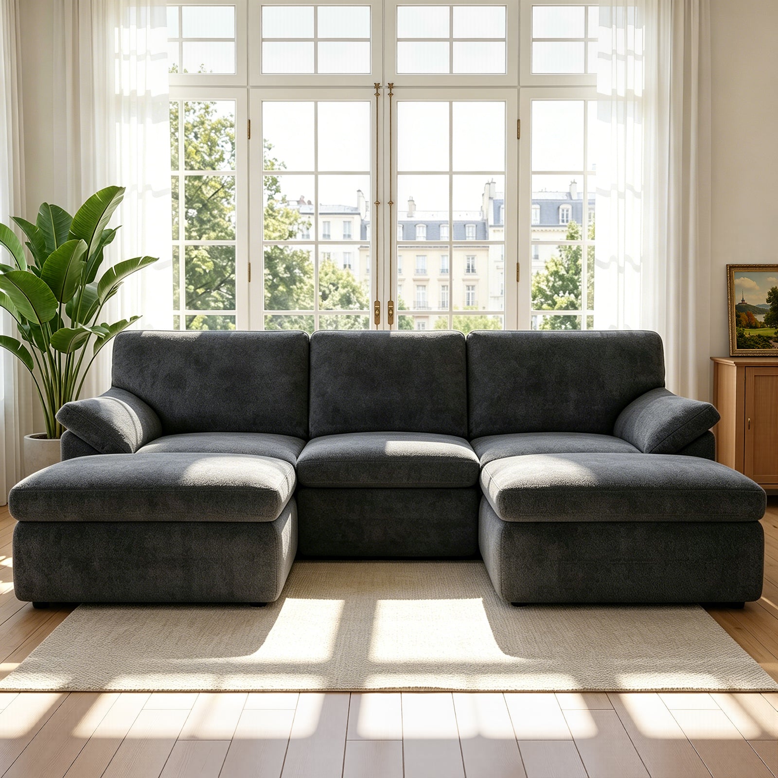 5-Sits U-formad Sektionssoffa Bekväm Modulär Soffa, Fri Kombination